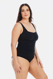 Black Gathered Square One Piece Swimsuit
