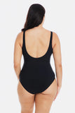 Black Gathered Square One Piece Swimsuit