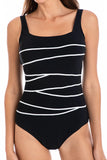 Chlorine Resistant Square Binding One Piece Swimsuit