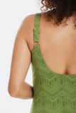 Chiseled Green Square Neck One Piece Swimsuit