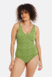 Chiseled Green V Neck Plunge One Piece Swimsuit
